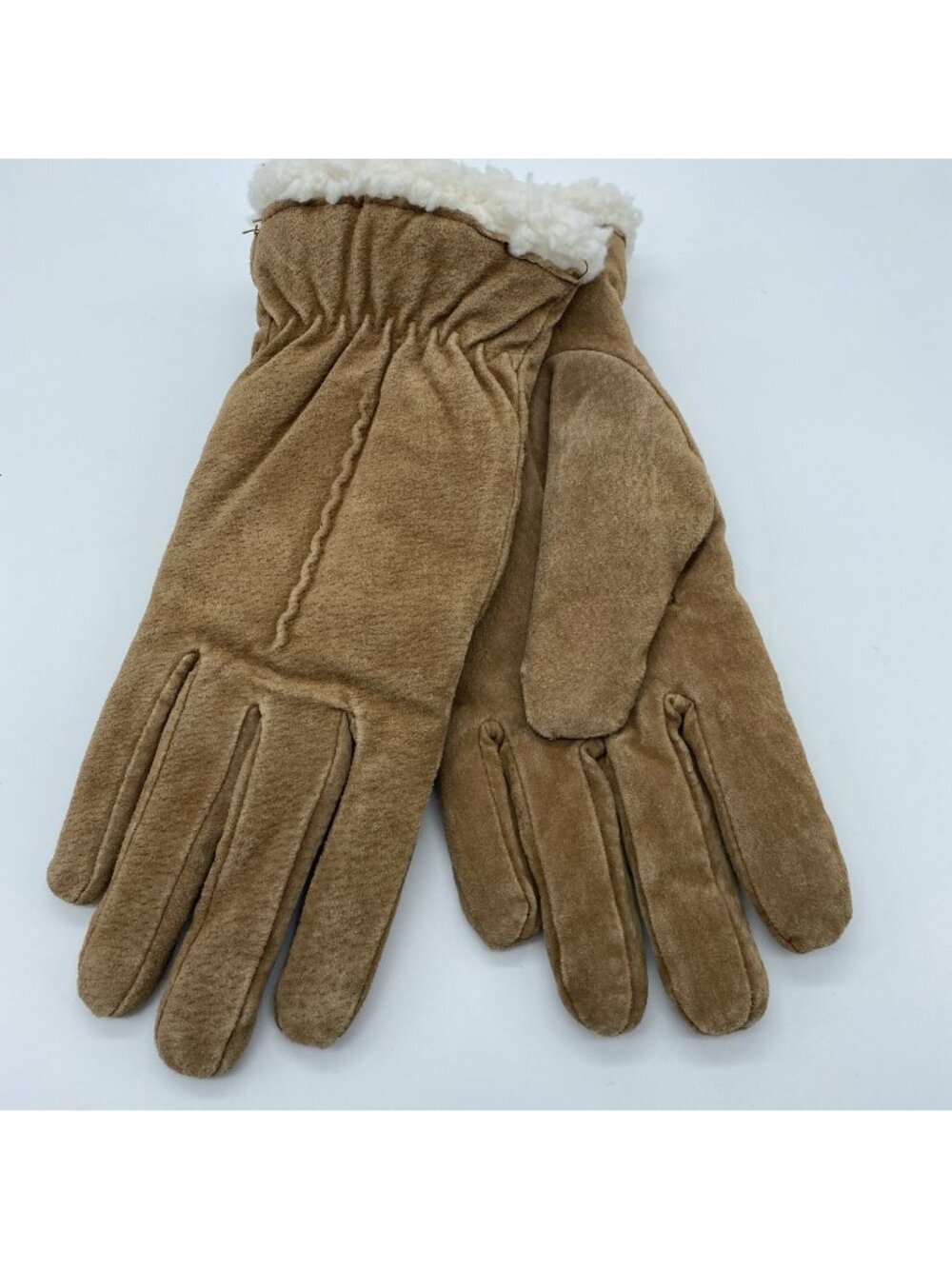 Genuine Leather Aris Women's Gloves M Tan Brown Fur Lined Vintage 115 HCJ-12